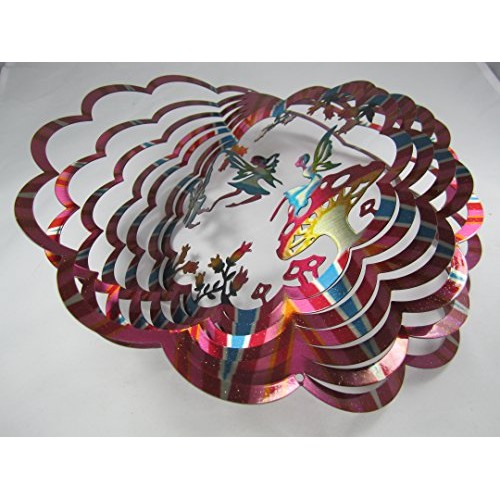 WorldaWhirl Whirligig 3D Wind Spinner Hand Painted Stainless Fairy...
