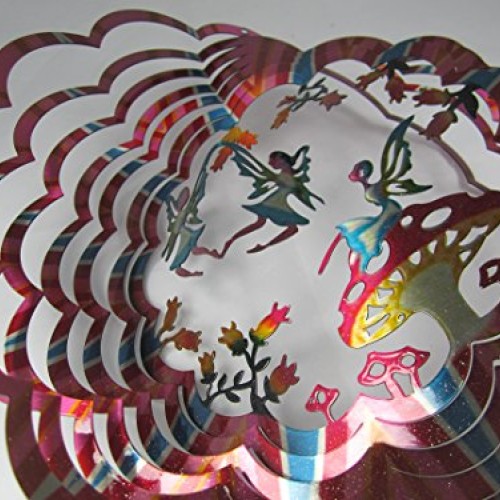 WorldaWhirl Whirligig 3D Wind Spinner Hand Painted Stainless Fairy...