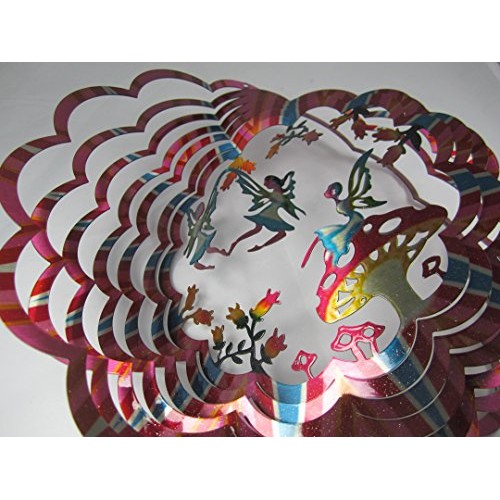 WorldaWhirl Whirligig 3D Wind Spinner Hand Painted Stainless Fairy...