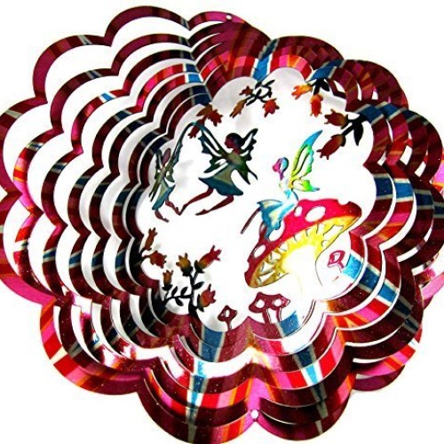 WorldaWhirl Whirligig 3D Wind Spinner Hand Painted Stainless Fairy...