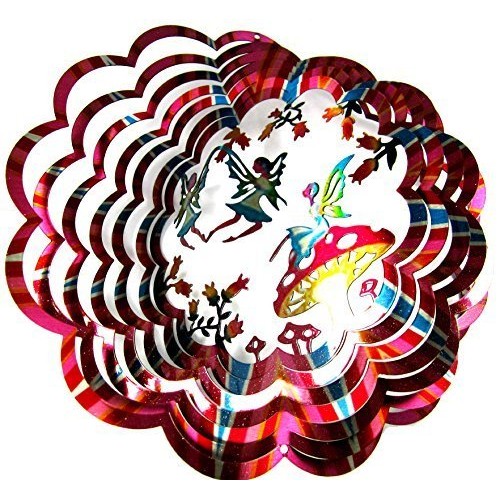 WorldaWhirl Whirligig 3D Wind Spinner Hand Painted Stainless Fairy...