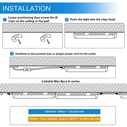 SHOPLED LED Shop Light 2FT, 18W 2340LM 5000K Daylight White, V Sha...