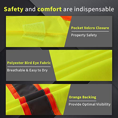 SHORFUNE High Visibility Safety Vest with Pockets, Mic Tab, Reflec...