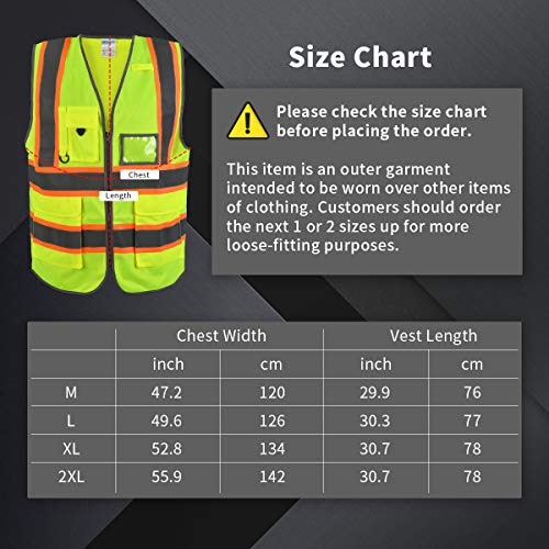 SHORFUNE High Visibility Safety Vest with Pockets, Mic Tab, Reflec...