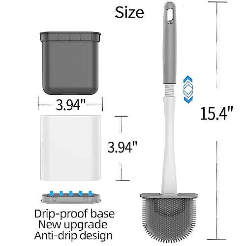 Silicone Toilet Brushes for Bathroom with Holder Set,Flexible Sili...
