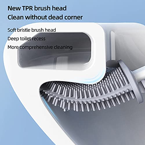 Silicone Toilet Brushes for Bathroom with Holder Set,Flexible Sili...