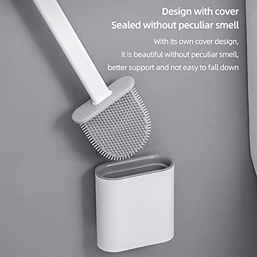 Silicone Toilet Brushes for Bathroom with Holder Set,Flexible Sili...