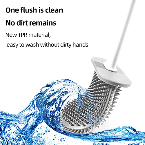 Silicone Toilet Brushes for Bathroom with Holder Set,Flexible Sili...