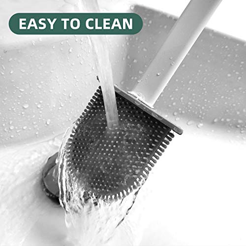 Silicone Toilet Brushes for Bathroom with Holder Set,Flexible Sili...