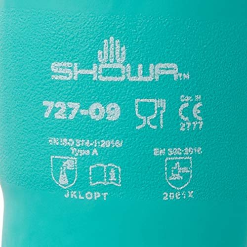 SHOWA 727-09 Nitrile Unlined Chemical Resistant Glove, Large Pack...
