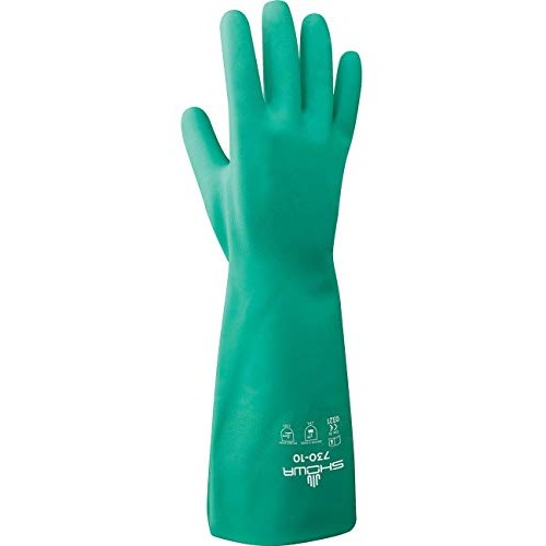 SHOWA 730 Nitrile Cotton Flock-lined Chemical Resistant Glove, Lar...
