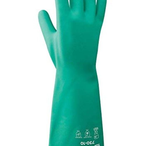 SHOWA 730 Nitrile Cotton Flock-lined Chemical Resistant Glove, Lar...