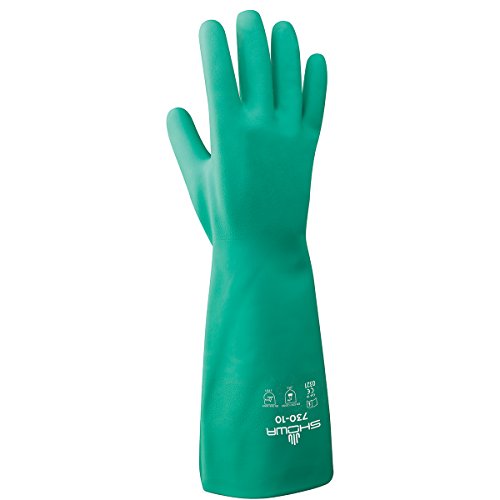 SHOWA 845-730-08 Nitrile Cotton Flock-lined Chemical Resistant Glo...
