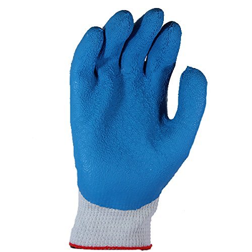 SHOWA Atlas 300M-08 Fit Palm Coating Natural Rubber Glove, Blue, M...