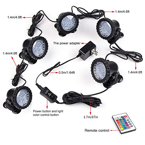 Underwater Landscape Spotlight, Waterproof Pond Lights IP68 Submer...