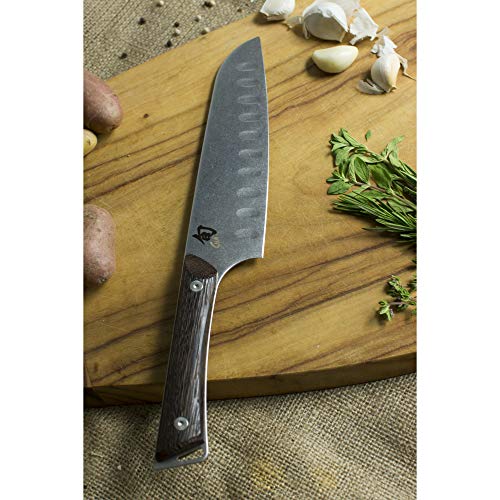 Shun Kanso Santoku 7 Inch Hollow Ground Premium Stainless Steel Bl...