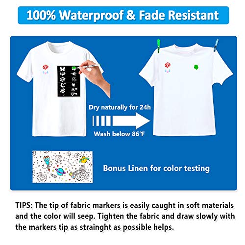 36 Colors Fabric Markers, Shuttle Art Fabric Markers Permanent Mar...