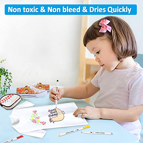 36 Colors Fabric Markers, Shuttle Art Fabric Markers Permanent Mar...