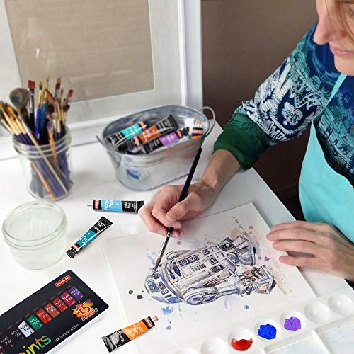 Acrylic Paint Set, Shuttle Art 15 x 12ml Tubes Artist Quality Non ...