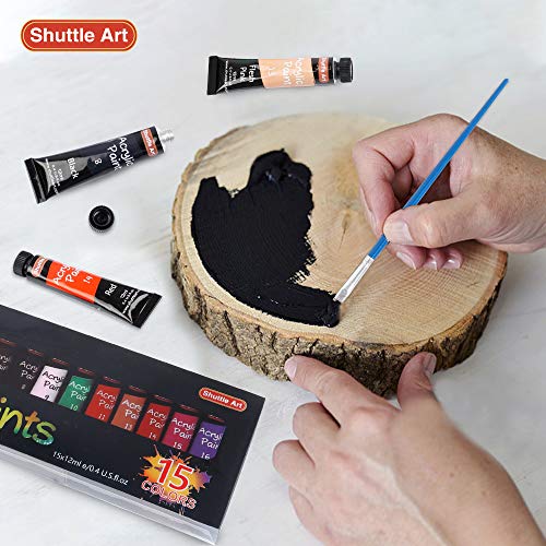 Acrylic Paint Set, Shuttle Art 15 x 12ml Tubes Artist Quality Non ...