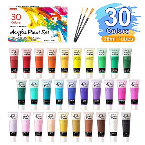 Acrylic Paint Set, Shuttle Art 30 Colors Acrylic Paint in Tubes 3...