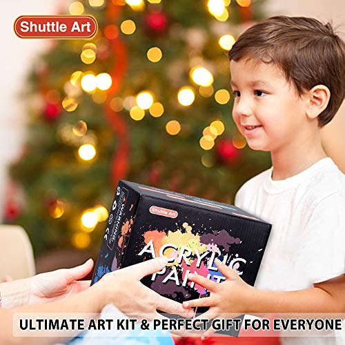 Acrylic Paint Set, Shuttle Art 36 Colors 60ml, 2oz with 3 Brushe...