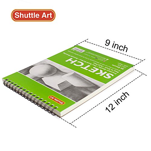 Artists Sketch Books, 9 x 12 Shuttle Art 160 Sheets of Sketch Pape...