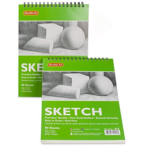 Artists Sketch Books, 9 x 12 Shuttle Art 160 Sheets of Sketch Pape...