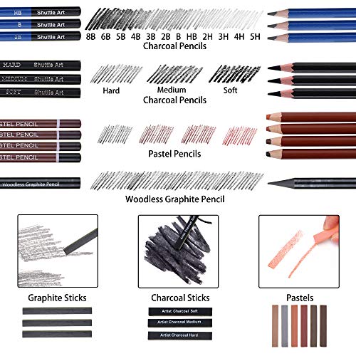 Drawing Pencils Set,52 Pack Professional Sketch Pencil Set in Zipp...