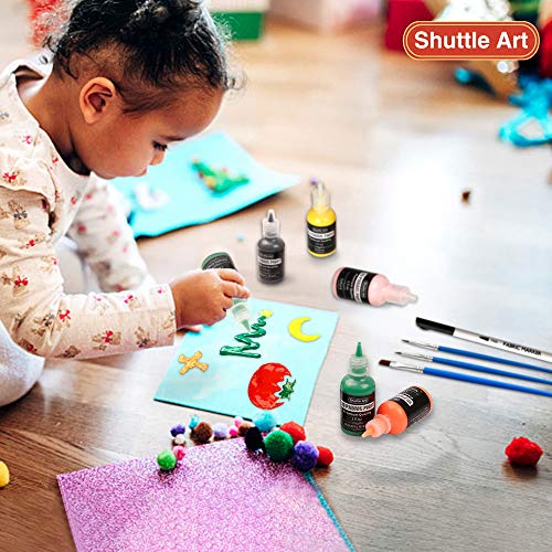 Fabric Paint, 45 Colors 3D Fabric Permanent Paint with 3 Brushes 1...