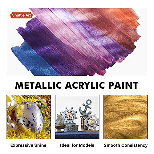 Metallic Acrylic Paint Set, Shuttle Art 20 Colors Metallic Paint i...