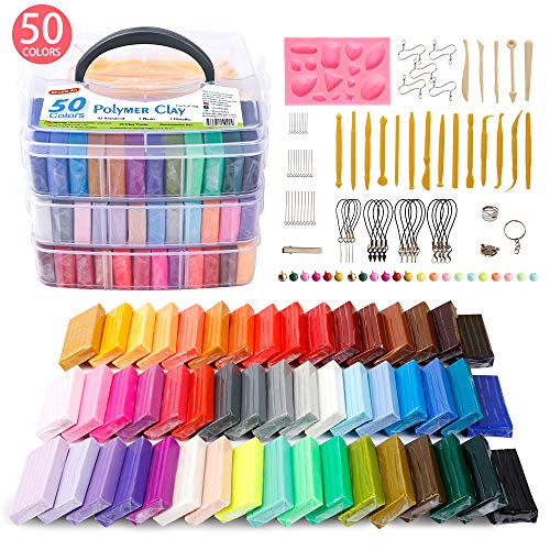 Polymer Clay, Shuttle Art 50 Colors 1.2 oz/Block Soft Oven Bake Mo...
