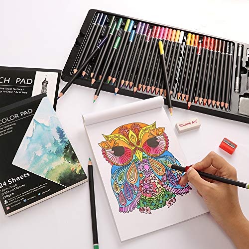 Shuttle Art 123 Pack Art Pencil Set, 36 Watercolor Pencils,36 Oil ...