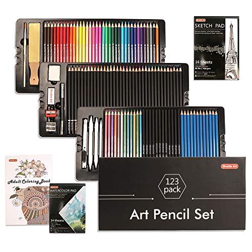 Shuttle Art 123 Pack Art Pencil Set, 36 Watercolor Pencils,36 Oil ...