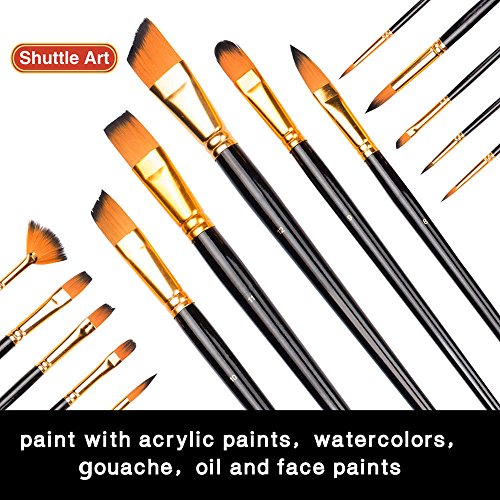 Shuttle Art Paint Brush Set, 18 Pack Different Brush Shapes & Size...