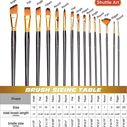 Shuttle Art Paint Brush Set, 18 Pack Different Brush Shapes & Size...