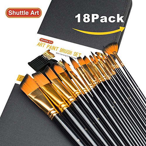 Shuttle Art Paint Brush Set, 18 Pack Different Brush Shapes & Size...