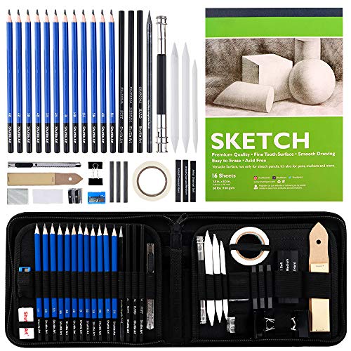 Sketching and Drawing Pencils Set, 37-Piece Professional Sketch Pe...