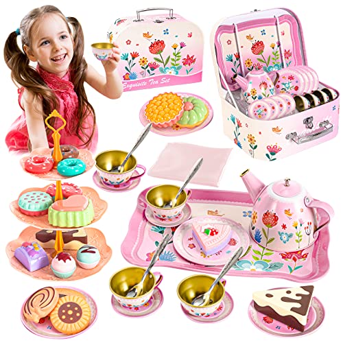 ShyLizard Tea Set for Little Girls, Kids Party Set Toys for 3 Year...