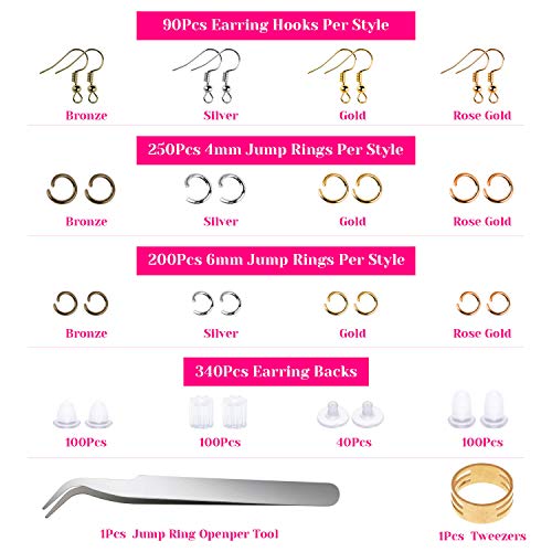 Earring Hooks for Jewelry Making, Shynek 2500Pcs Earring Making Su...