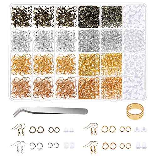 Earring Hooks for Jewelry Making, Shynek 2500Pcs Earring Making Su...