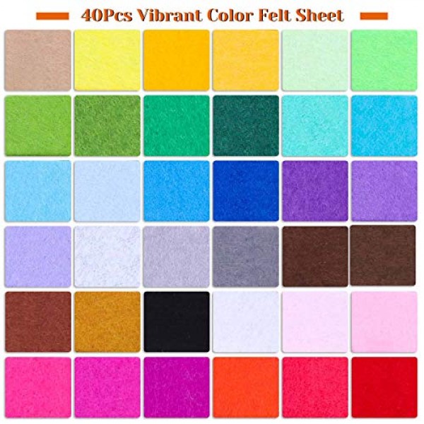 Felt Sheets 12 x 8 Inches, 40 Colors Craft Felt Fabric Sheet Felt ...