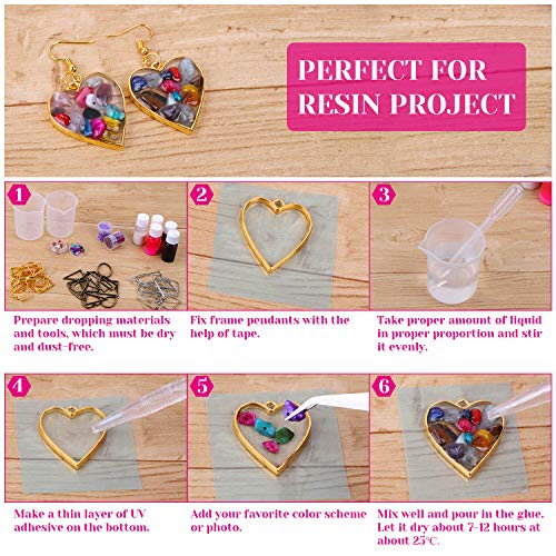 Open Bezels for Resin, Shynek 60Pcs Hollow Frame Pendants Resin Cr...