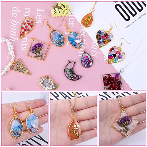 Open Bezels for Resin, Shynek 60Pcs Hollow Frame Pendants Resin Cr...