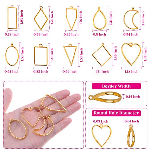 Open Bezels for Resin, Shynek 60Pcs Hollow Frame Pendants Resin Cr...