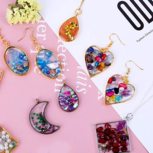 Open Bezels for Resin, Shynek 60Pcs Hollow Frame Pendants Resin Cr...