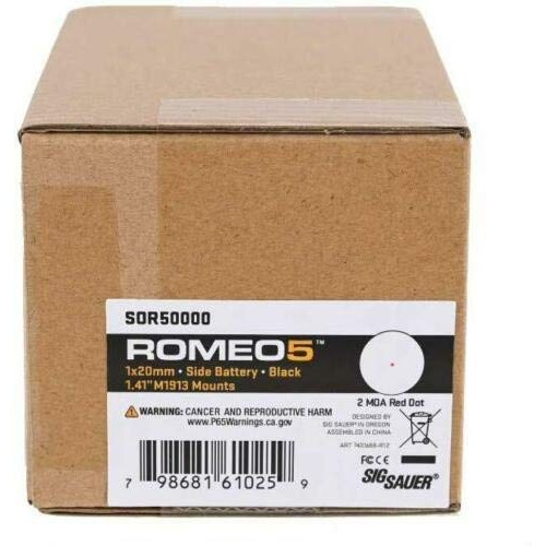 Sig Sauer SOR50000 Romeo5 1x20mm Compact 2 Moa Red Dot Sight, Black