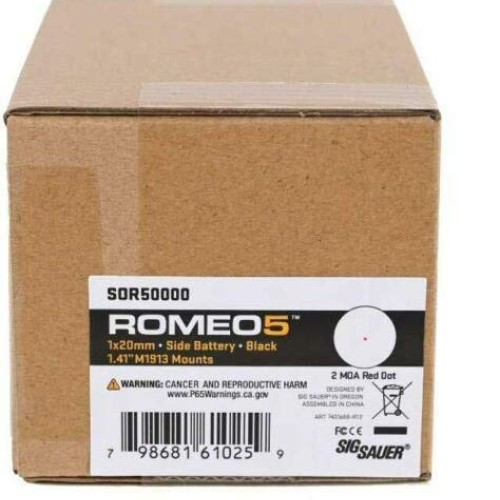Sig Sauer SOR50000 Romeo5 1x20mm Compact 2 Moa Red Dot Sight, Black