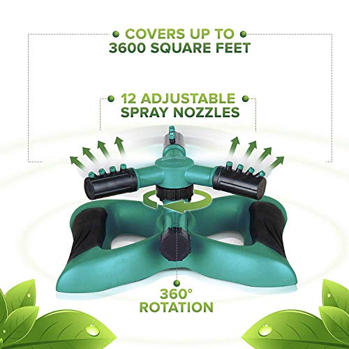 Signature Garden Three-Arm Sprinkler, 12 Built-in Spray Nozzles, 3...
