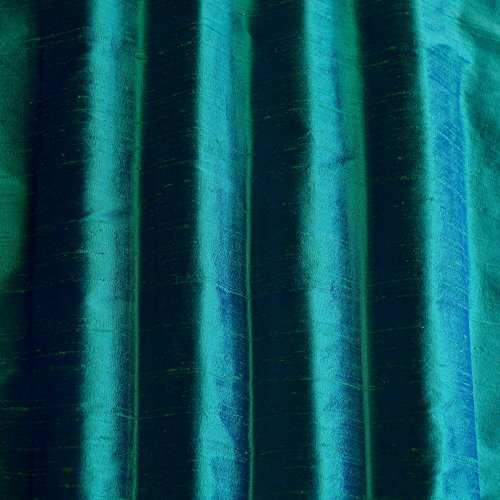 54 Wide - Iridescent Peacock Dupioni Silk, 100% Silk Fabric, By T...